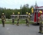 Πυροσβέστες που μεταφέρουν μια σκάλα